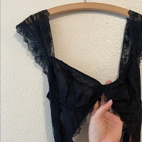 Free People Black and Purple Lace and Mesh Slip - Picture 5 of 12